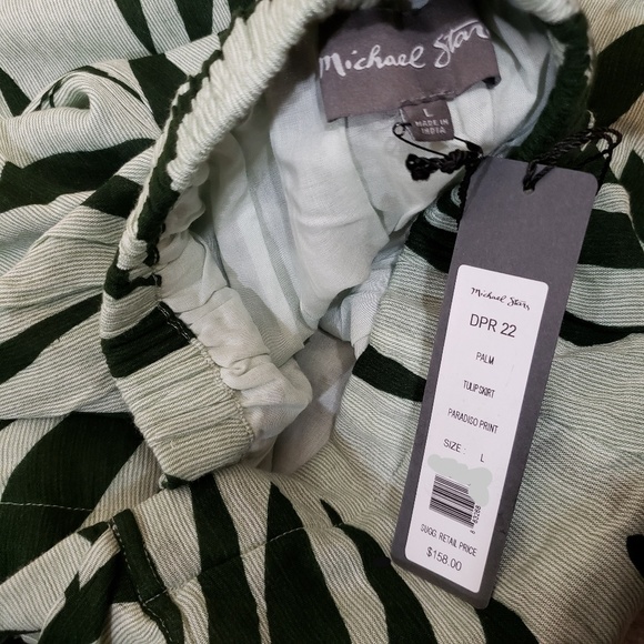 Michael Stars Palm Leaf Print Tulip Skirt - Picture 3 of 8